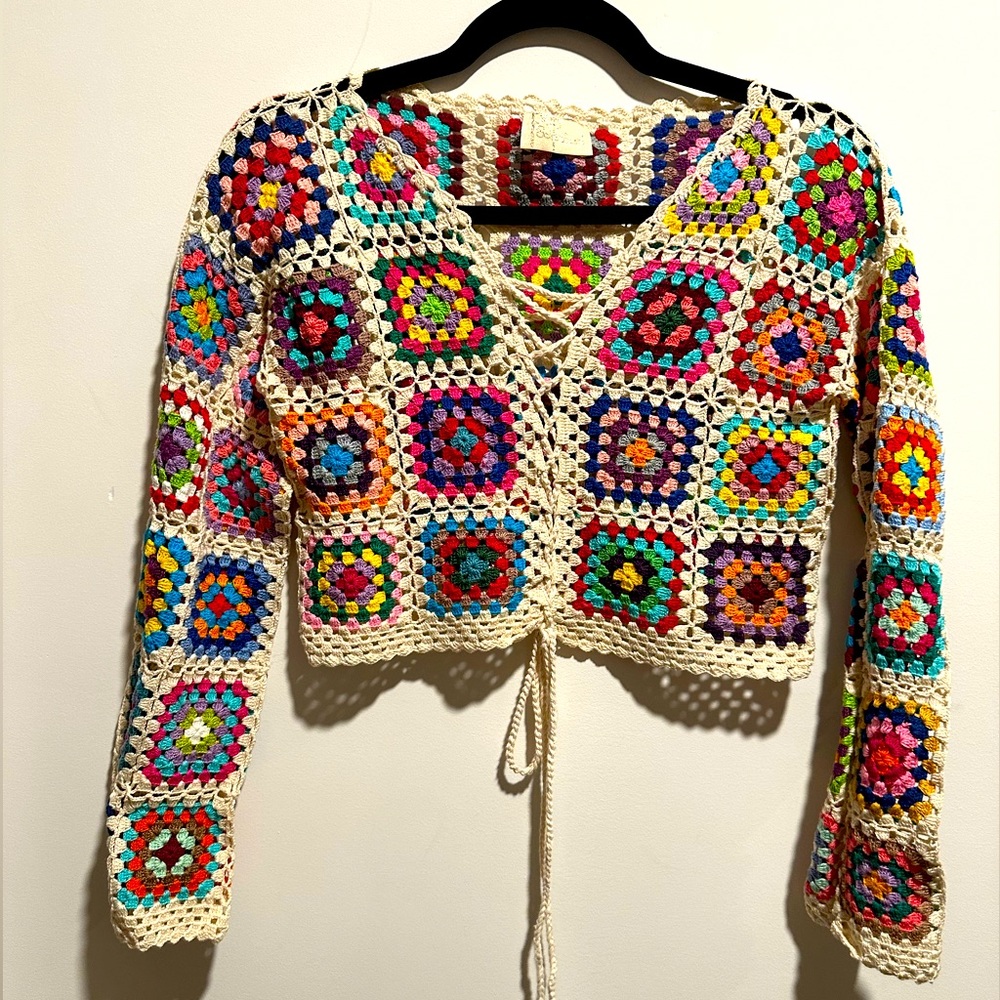 Pop st.Barth hand crochet cropped cardigan